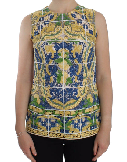 Dolce & Gabbana Majolica Embroidered Sleeveless Elegance Dolce & Gabbana