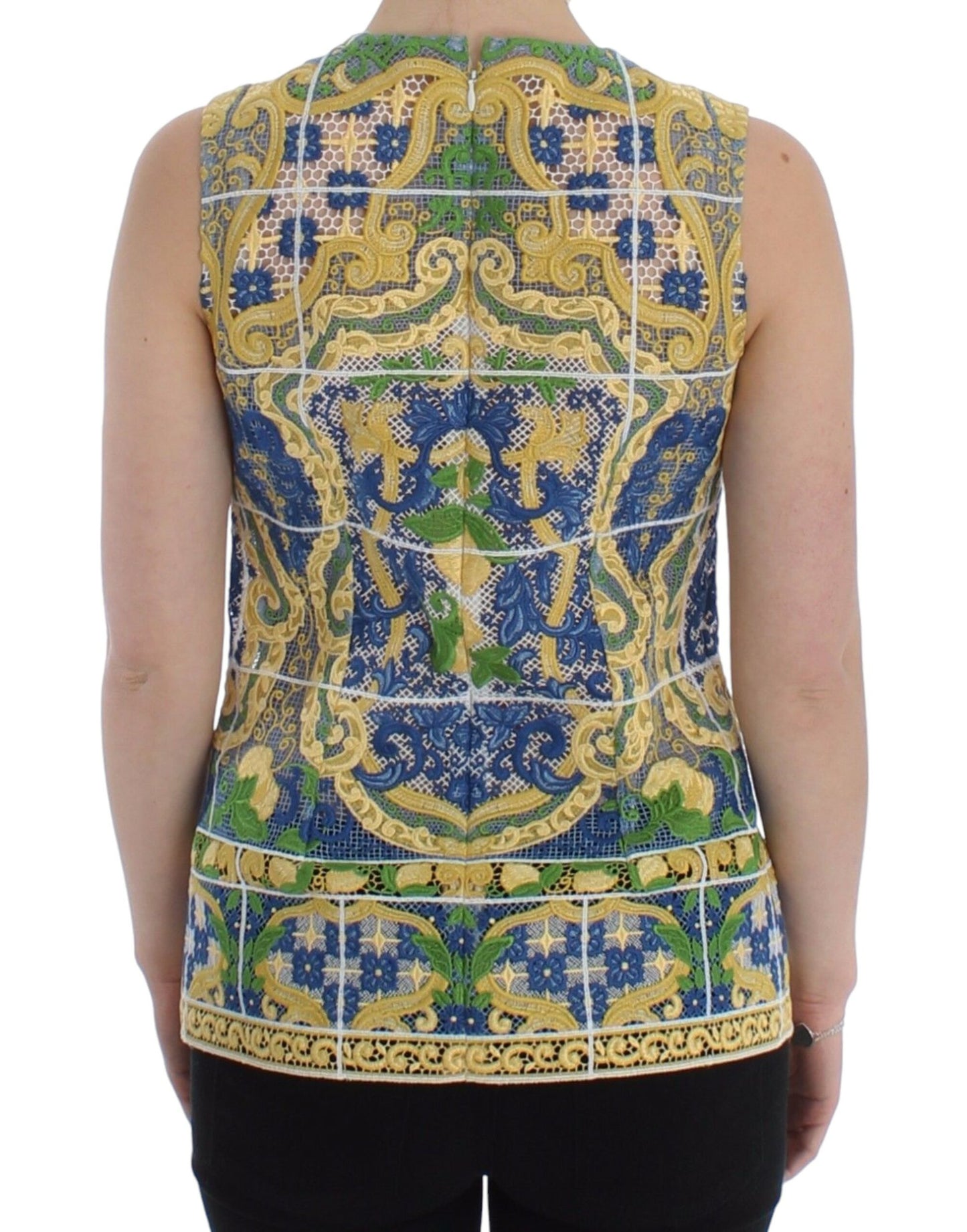 Dolce & Gabbana Majolica Embroidered Sleeveless Elegance Dolce & Gabbana