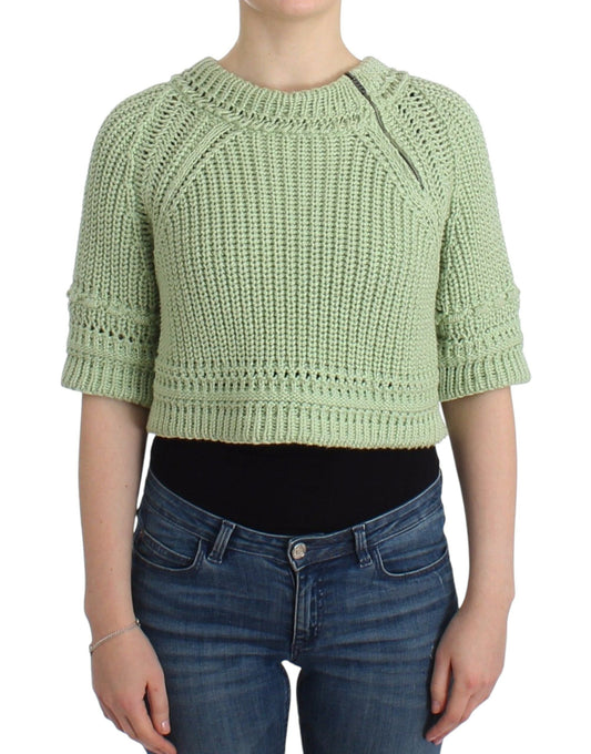 Ermanno Scervino Chic Green Cropped Cotton Sweater Ermanno Scervino