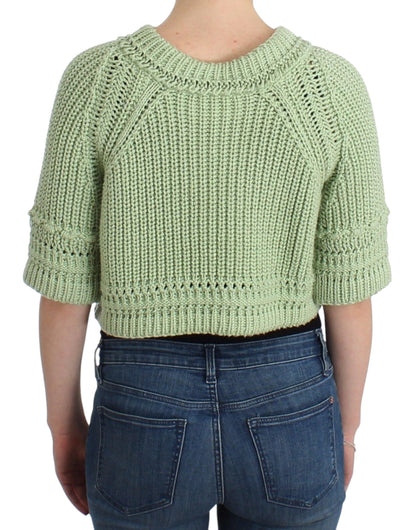 Ermanno Scervino Chic Green Cropped Cotton Sweater Ermanno Scervino