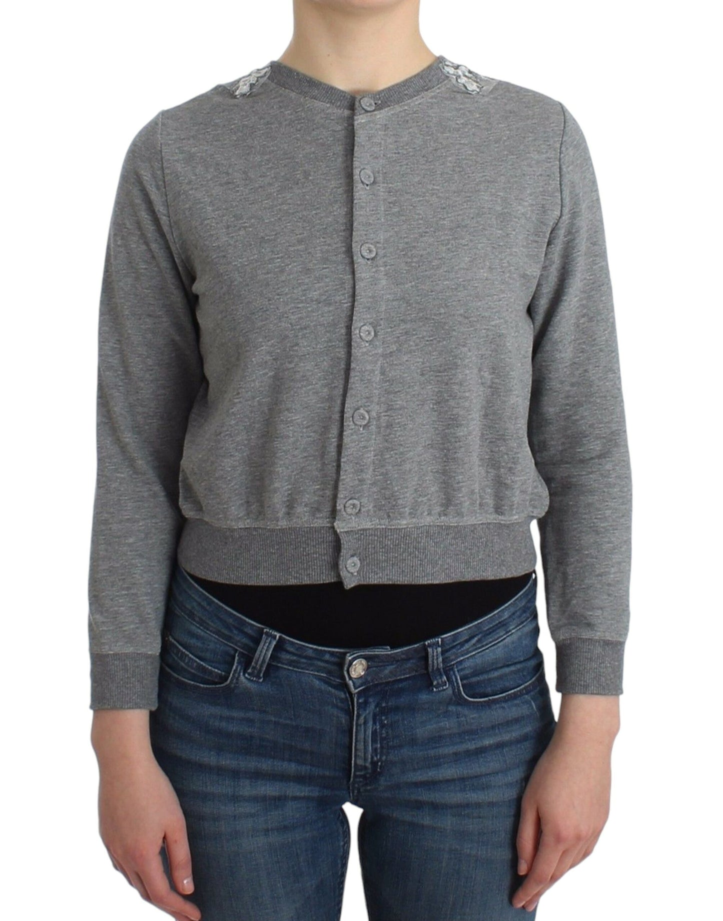 Ermanno Scervino Chic Gray Cotton Blend Short Cardigan Ermanno Scervino