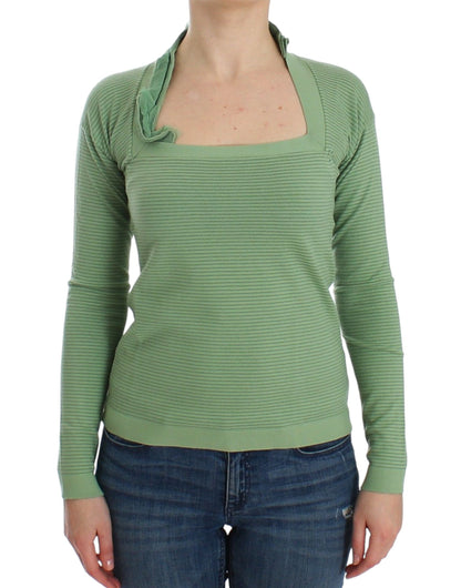 Ermanno Scervino Elegant Green Striped Wool Blend Sweater Ermanno Scervino