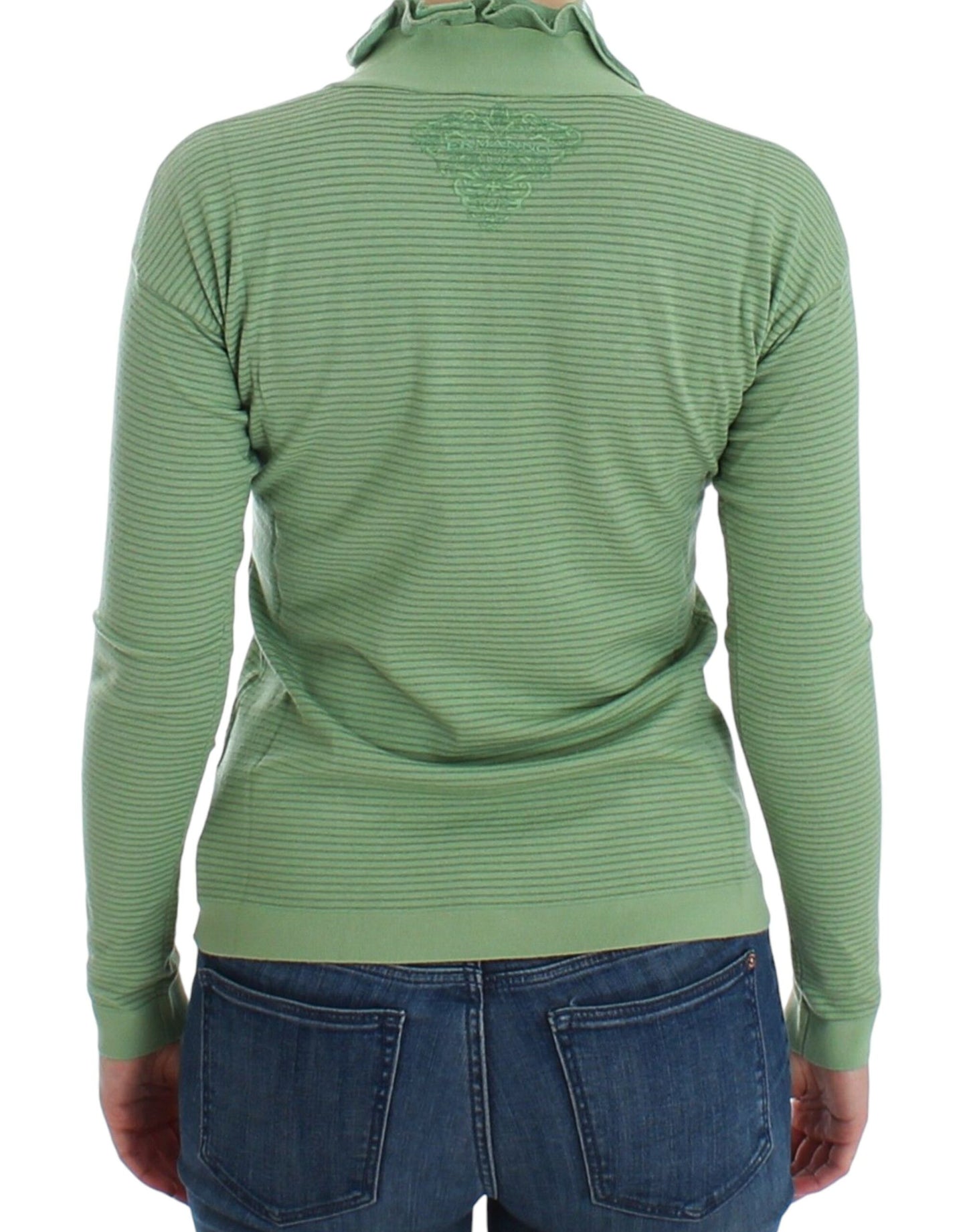 Ermanno Scervino Elegant Green Striped Wool Blend Sweater Ermanno Scervino