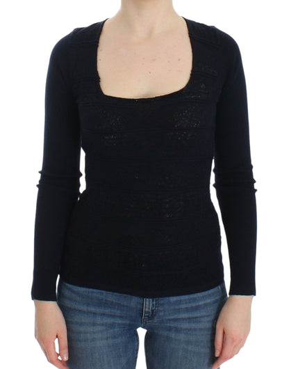 Ermanno Scervino Chic Blue Wool Blend Sweater Ermanno Scervino