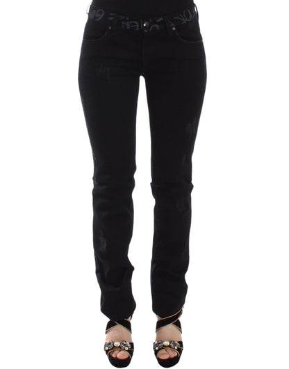 Ermanno Scervino Chic Black Skinny Statement Jeans Ermanno Scervino