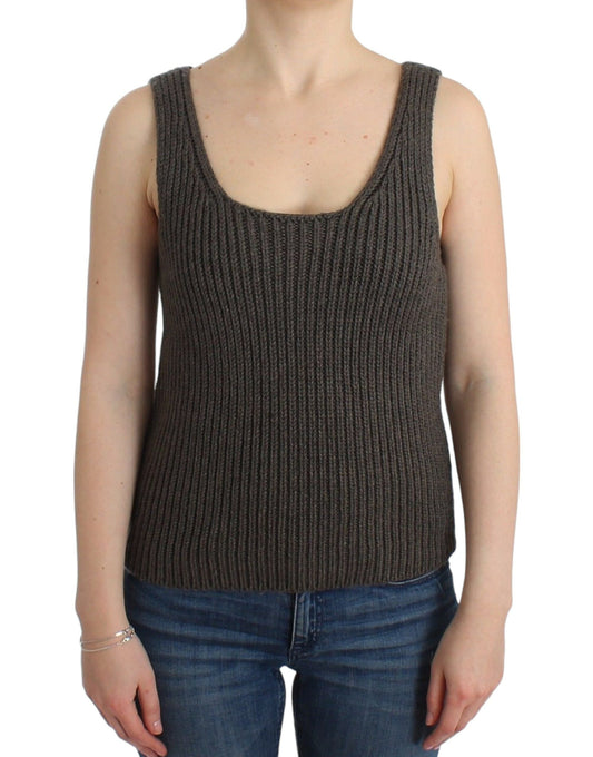 Ermanno Scervino Chic Gray Knit Crew Neck Top Ermanno Scervino