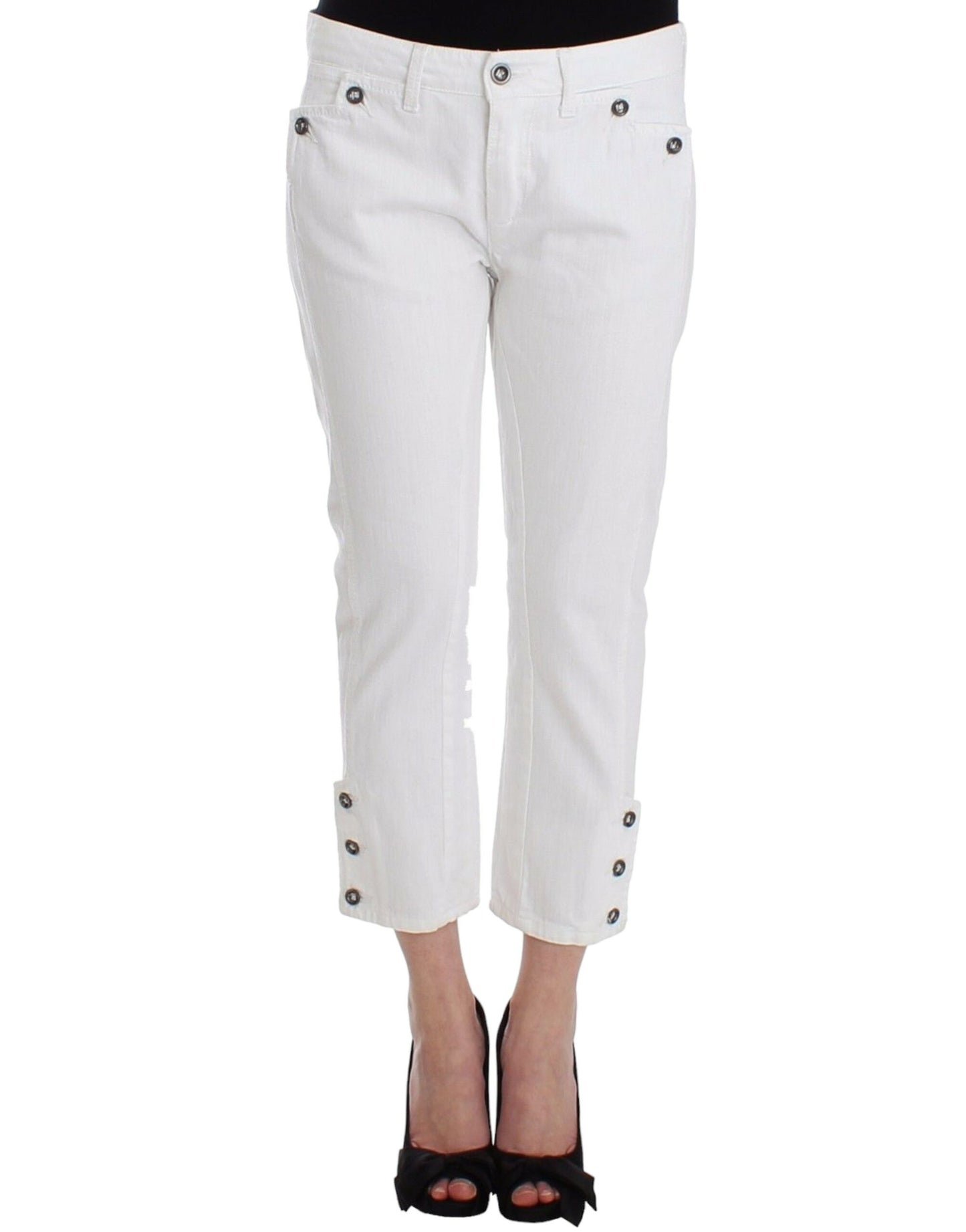 Ermanno Scervino Chic White Cropped Jeans for Sophisticated Style Ermanno Scervino