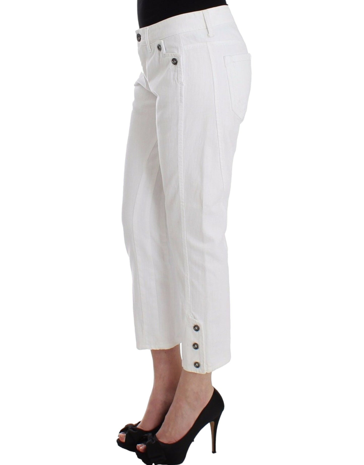 Ermanno Scervino Chic White Cropped Jeans for Sophisticated Style Ermanno Scervino