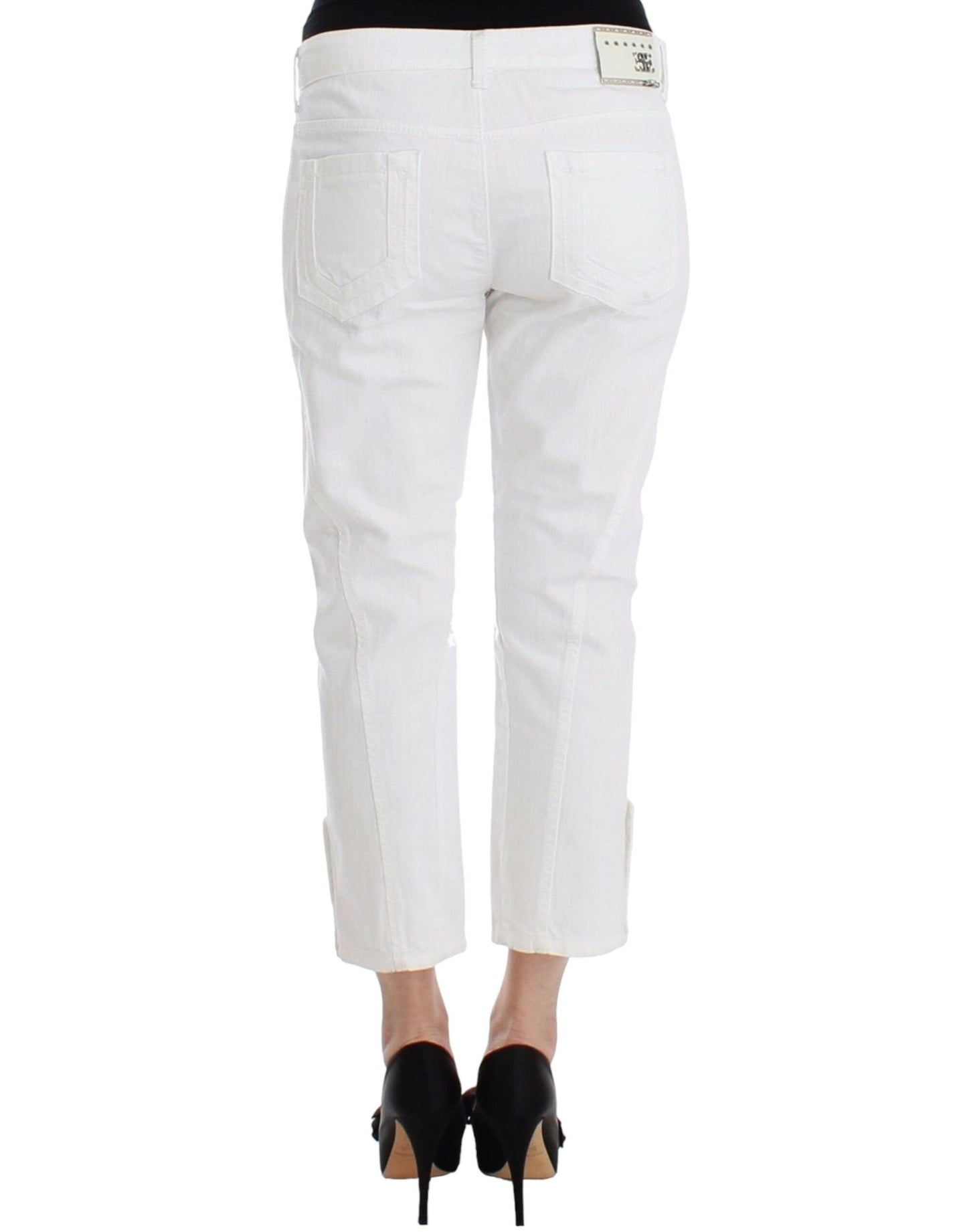 Ermanno Scervino Chic White Cropped Jeans for Sophisticated Style Ermanno Scervino