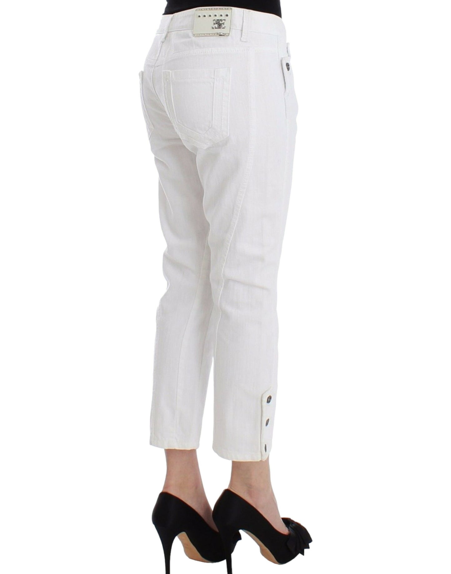 Ermanno Scervino Chic White Cropped Jeans for Sophisticated Style Ermanno Scervino