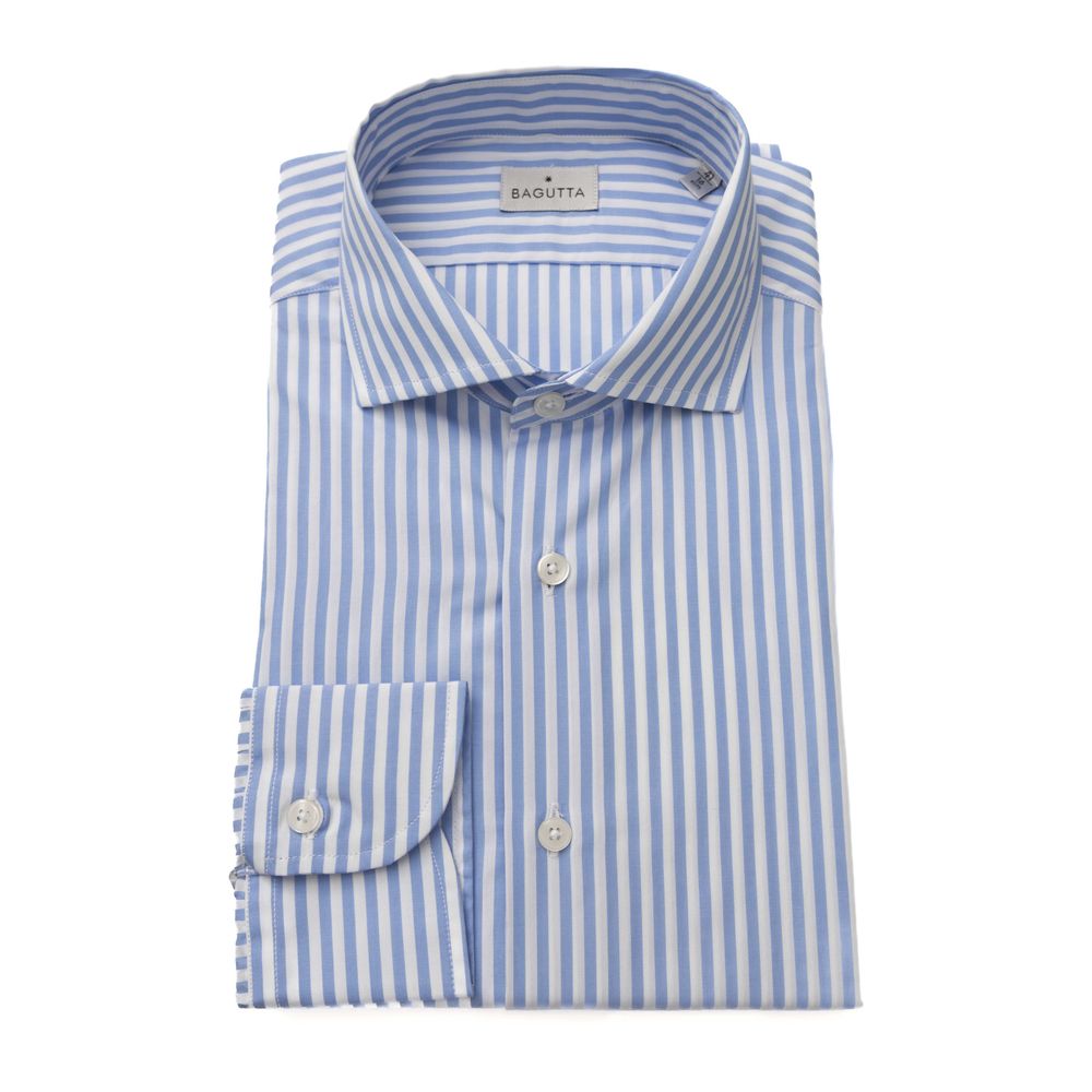 Bagutta Light Blue Cotton Men Shirt Bagutta