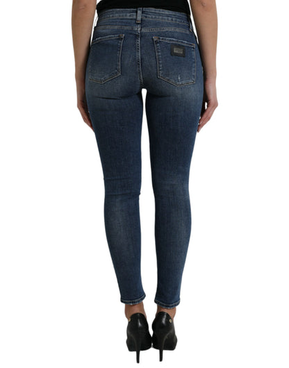 Dolce & Gabbana Elegant Mid Waist Stretch Jeans in Blue Dolce & Gabbana