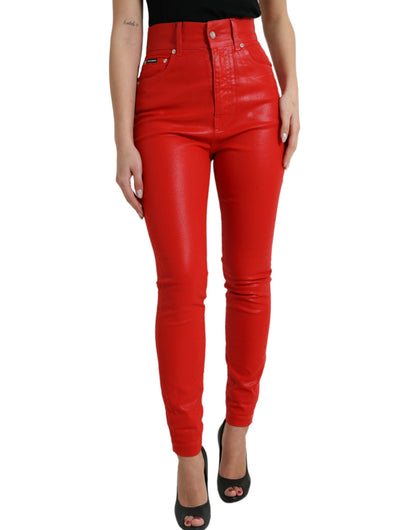 Dolce & Gabbana Elegant High-Waist Stretch Denim in Red Dolce & Gabbana