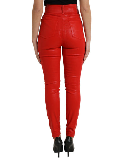 Dolce & Gabbana Elegant High-Waist Stretch Denim in Red Dolce & Gabbana