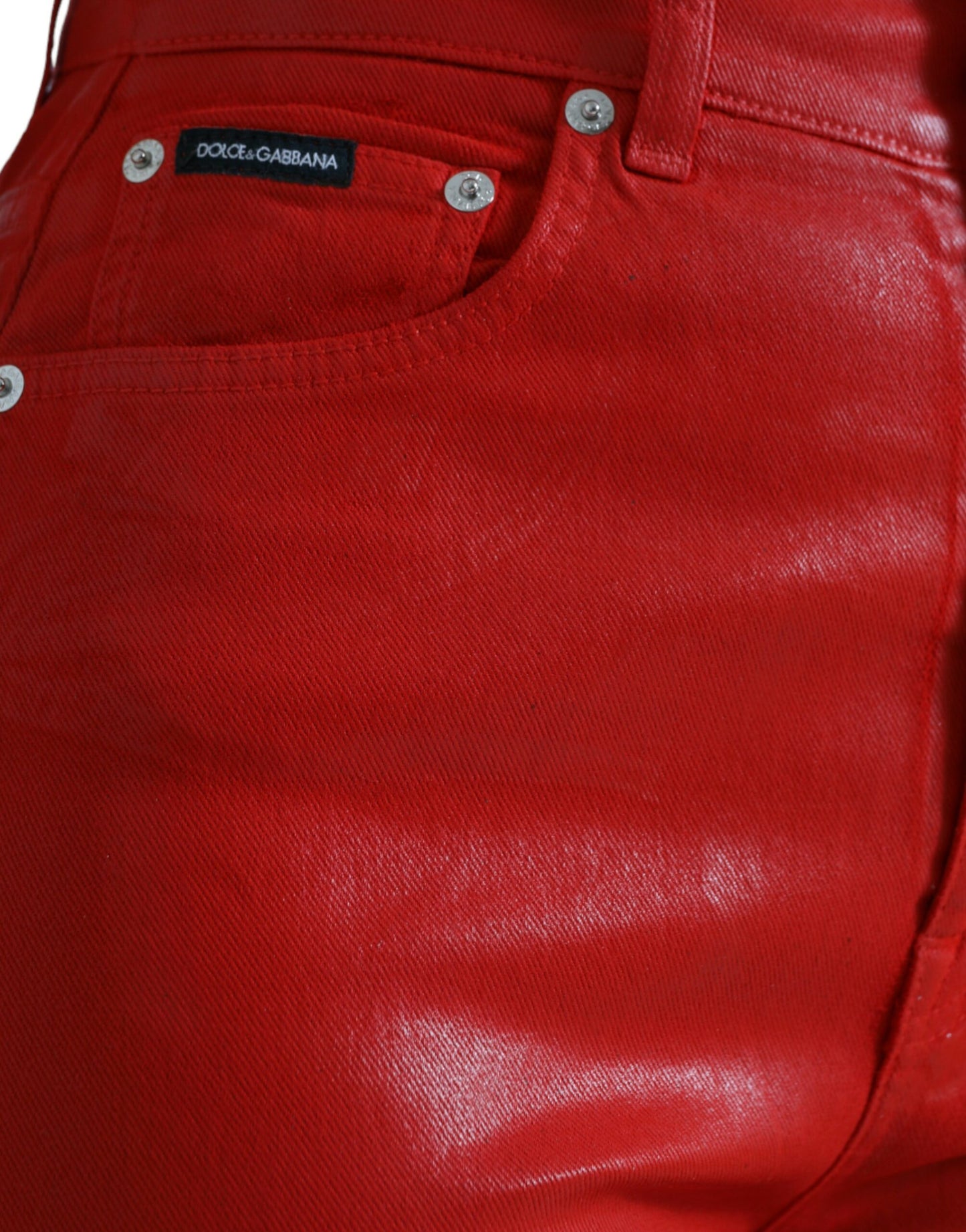 Dolce & Gabbana Elegant High-Waist Stretch Denim in Red Dolce & Gabbana