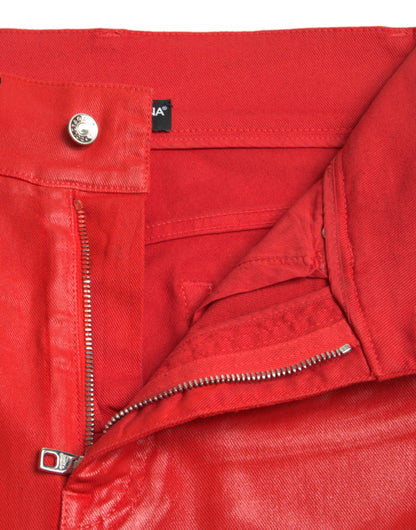 Dolce & Gabbana Elegant High-Waist Stretch Denim in Red Dolce & Gabbana