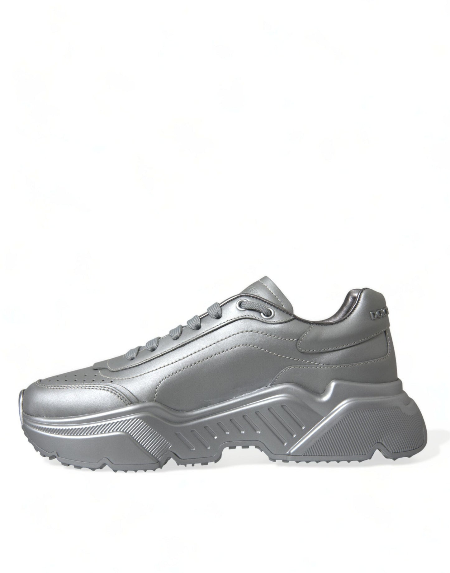 Dolce & Gabbana Elegant Silver Calfskin Leather Sneakers Dolce & Gabbana