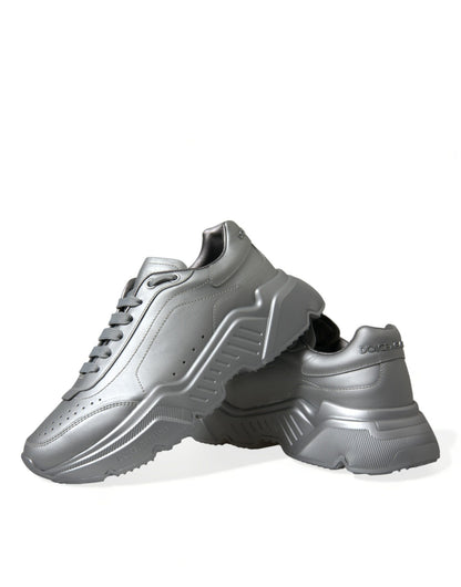 Dolce & Gabbana Elegant Silver Calfskin Leather Sneakers Dolce & Gabbana