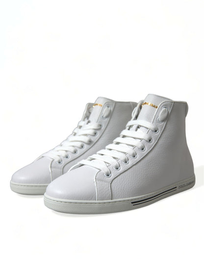 Dolce & Gabbana Elegant White Leather High Top Sneakers Dolce & Gabbana