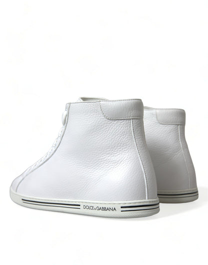 Dolce & Gabbana Elegant White Leather High Top Sneakers Dolce & Gabbana