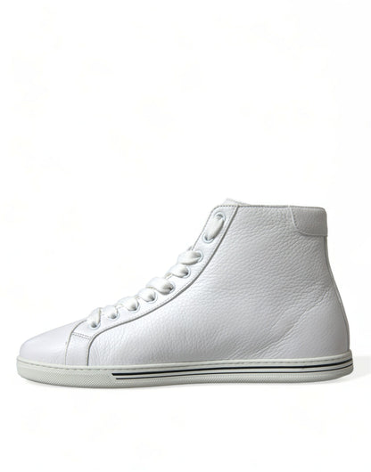 Dolce & Gabbana Elegant White Leather High Top Sneakers Dolce & Gabbana