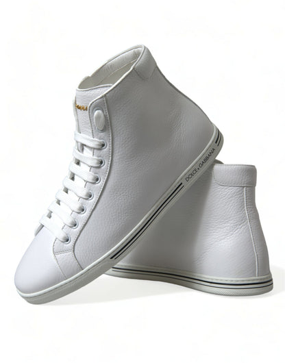 Dolce & Gabbana Elegant White Leather High Top Sneakers Dolce & Gabbana