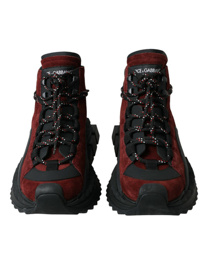 Dolce & Gabbana Burgundy Leather High Top Sneakers Dolce & Gabbana