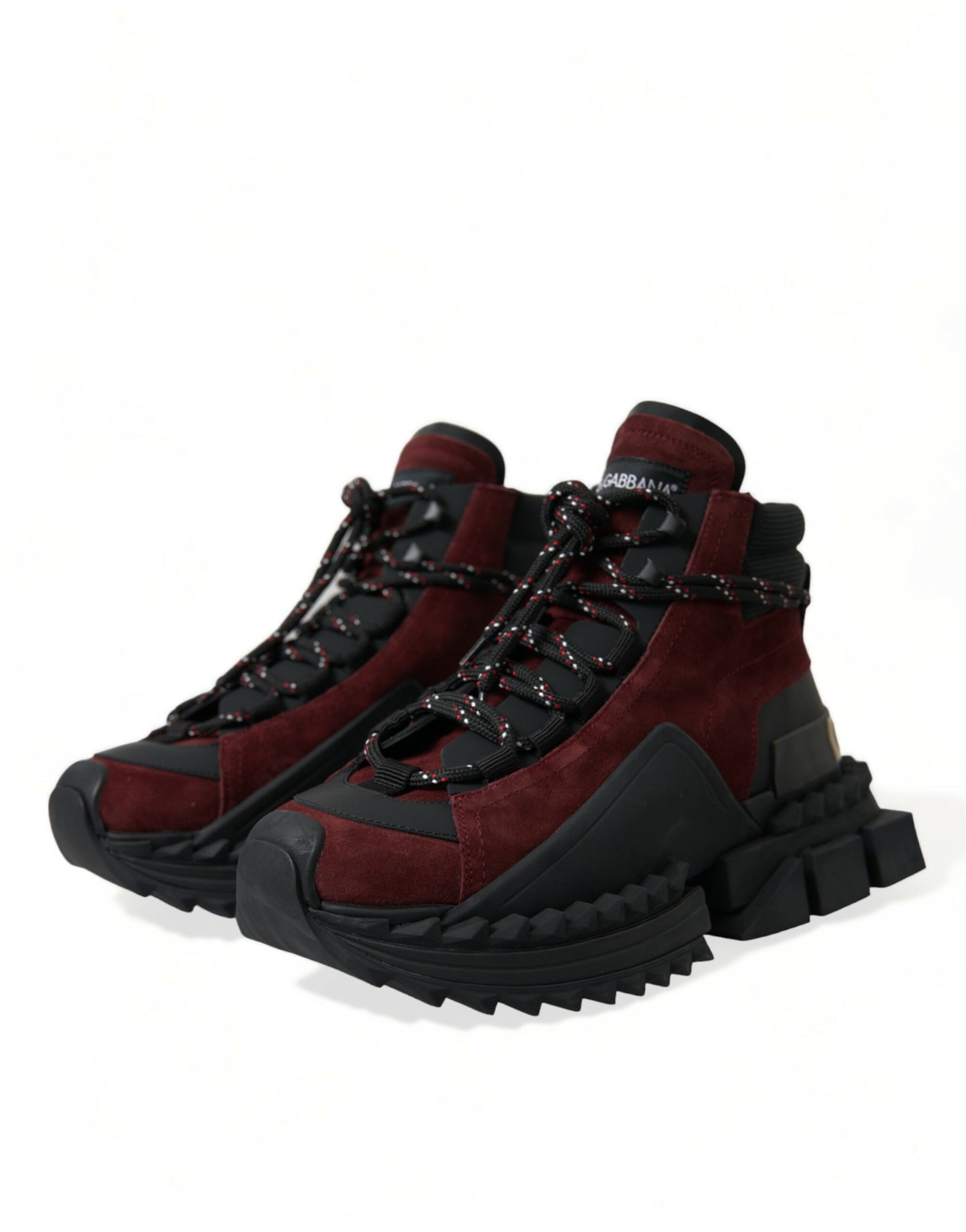 Dolce & Gabbana Burgundy Leather High Top Sneakers Dolce & Gabbana