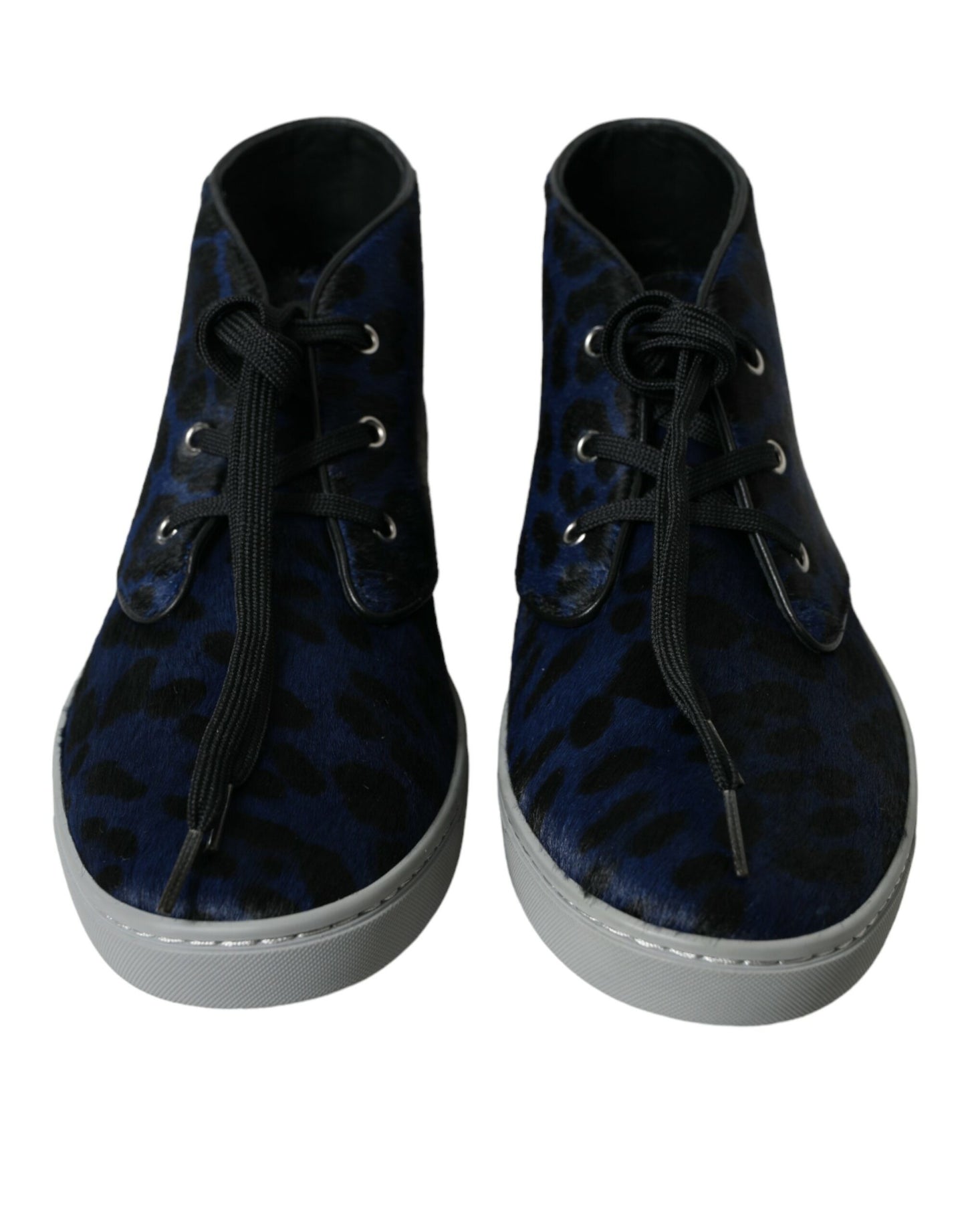 Dolce & Gabbana Chic Blue Leopard Print Mid-Top Sneakers Dolce & Gabbana