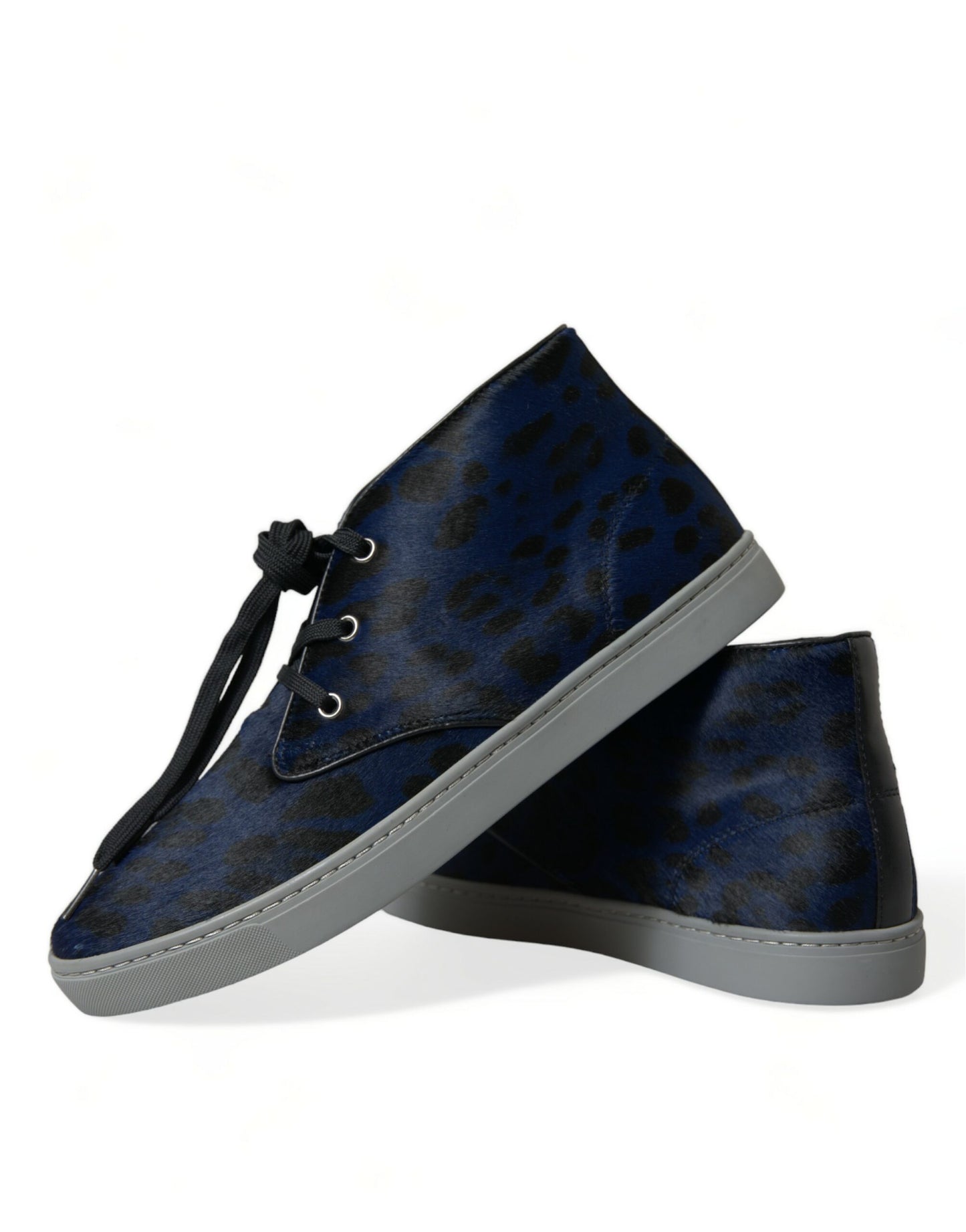 Dolce & Gabbana Chic Blue Leopard Print Mid-Top Sneakers Dolce & Gabbana