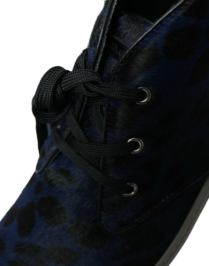 Dolce & Gabbana Chic Blue Leopard Print Mid-Top Sneakers Dolce & Gabbana