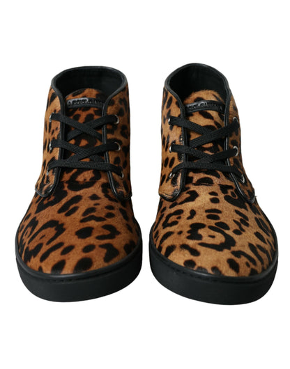 Dolce & Gabbana Elegant Leopard Print Mid-Top Sneakers Dolce & Gabbana