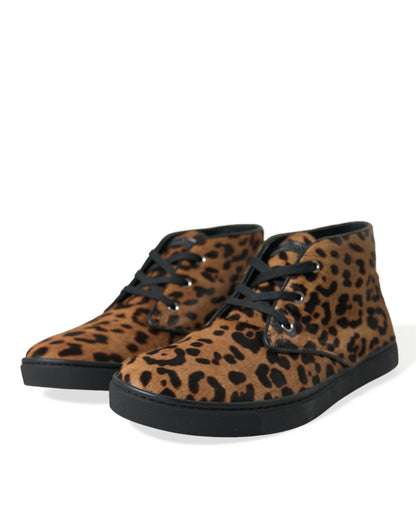 Dolce & Gabbana Elegant Leopard Print Mid-Top Sneakers Dolce & Gabbana