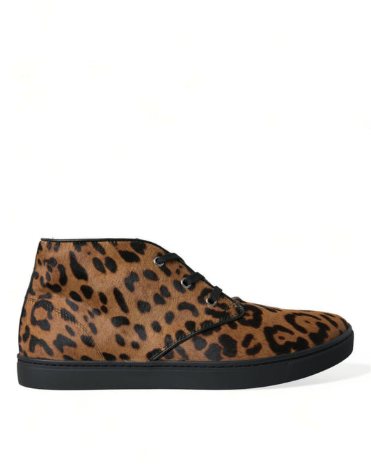 Dolce & Gabbana Elegant Leopard Print Mid-Top Sneakers Dolce & Gabbana