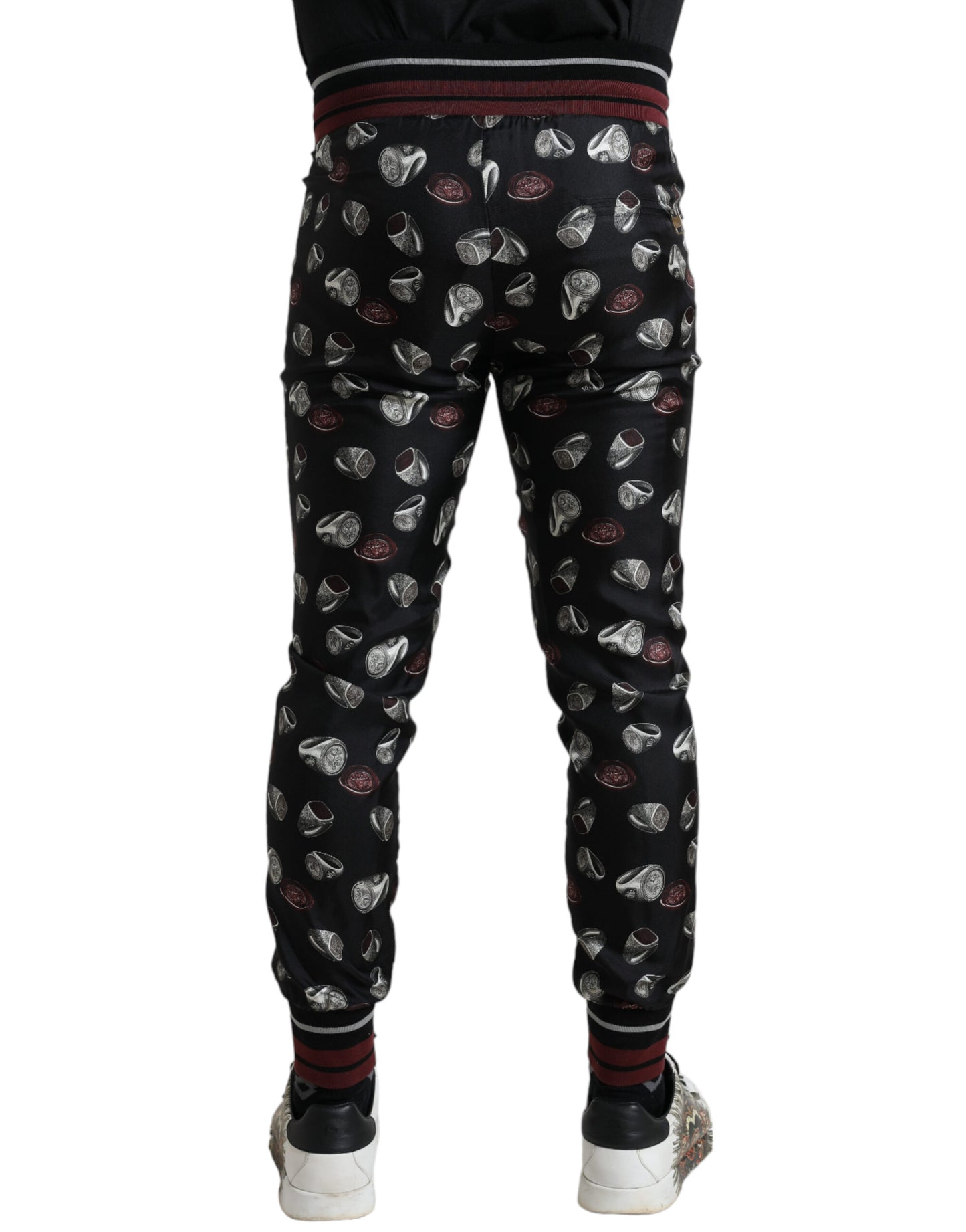 Dolce & Gabbana Elegant Silk Jogging Trousers with Ring Print Dolce & Gabbana