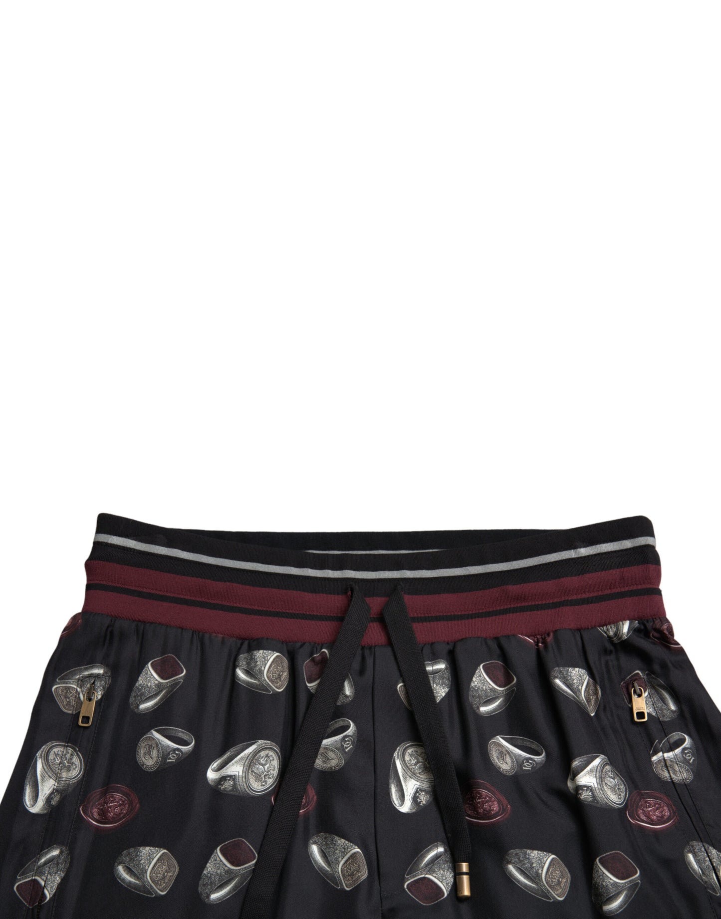 Dolce & Gabbana Elegant Silk Jogging Trousers with Ring Print Dolce & Gabbana