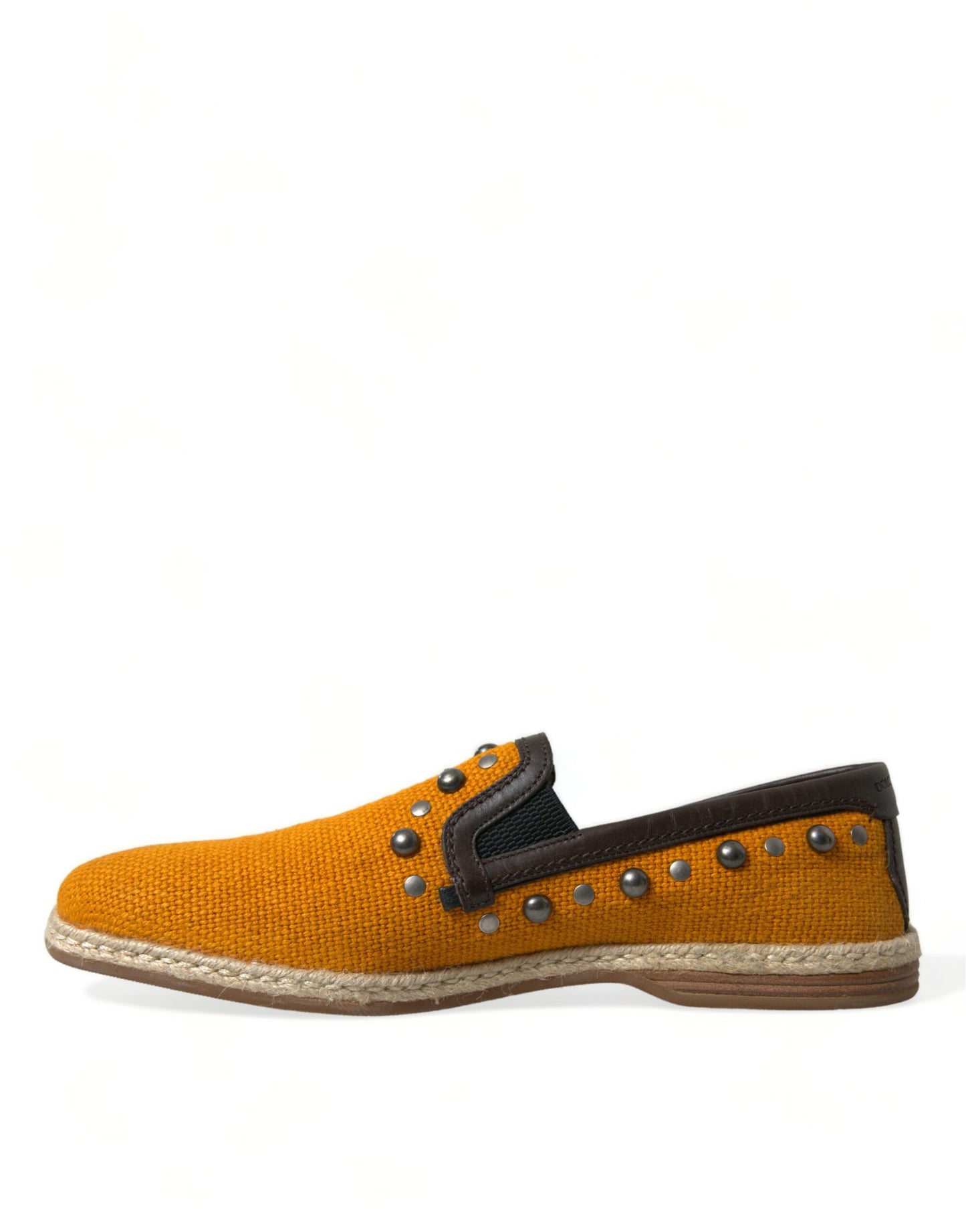 Dolce & Gabbana Exclusive Orange Canvas Loafers with Studs Dolce & Gabbana