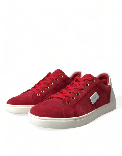 Dolce & Gabbana Elegant Red & White Low Top Sneakers Dolce & Gabbana