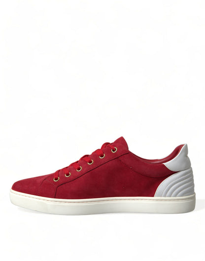 Dolce & Gabbana Elegant Red & White Low Top Sneakers Dolce & Gabbana