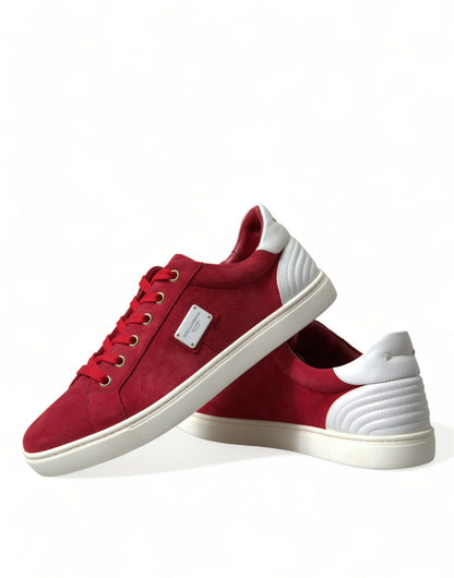 Dolce & Gabbana Elegant Red & White Low Top Sneakers Dolce & Gabbana