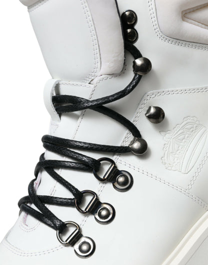 Dolce & Gabbana Elegant White Leather Ankle Boots Dolce & Gabbana