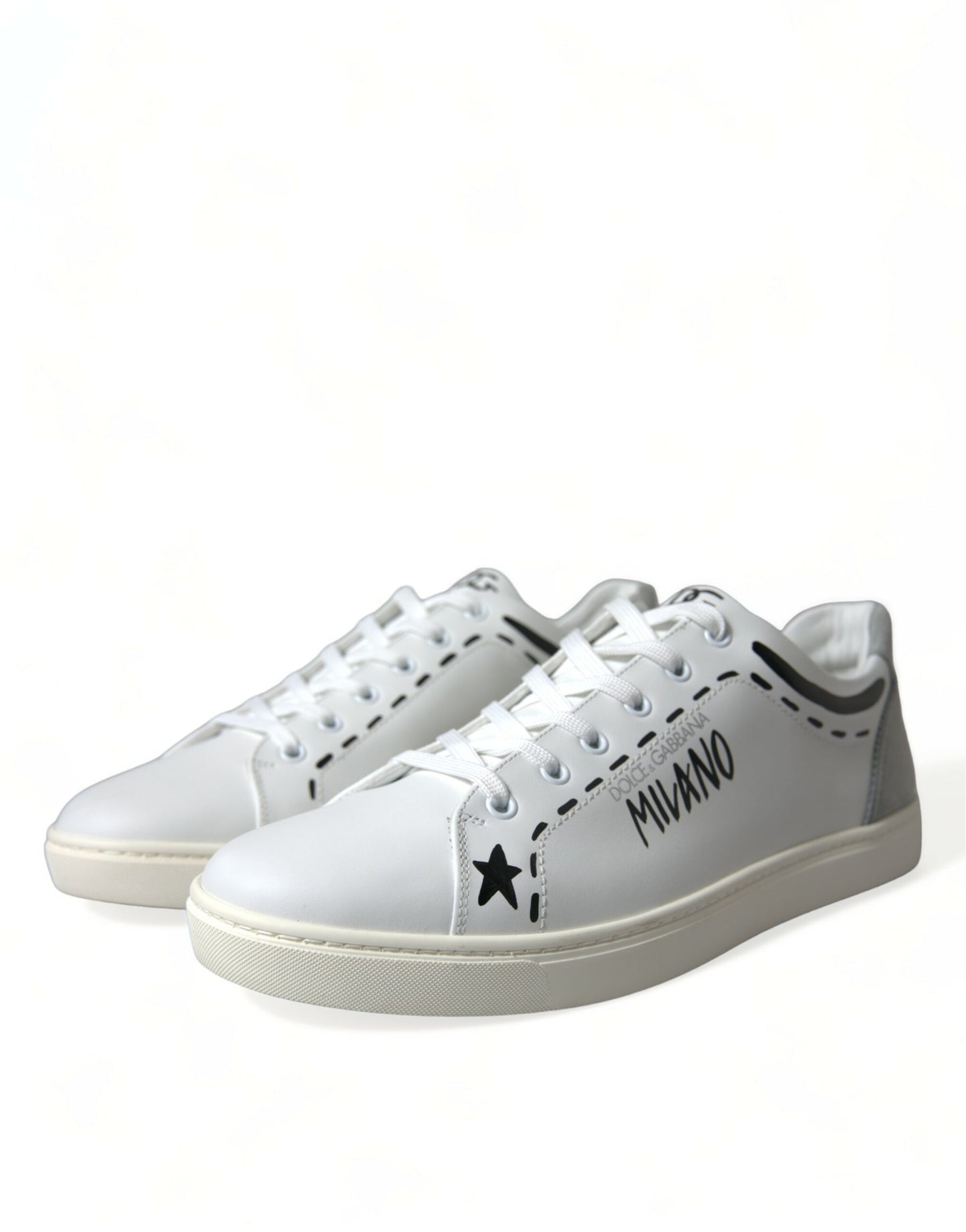 Dolce & Gabbana Elegant White Calfskin Leather Sneakers Dolce & Gabbana