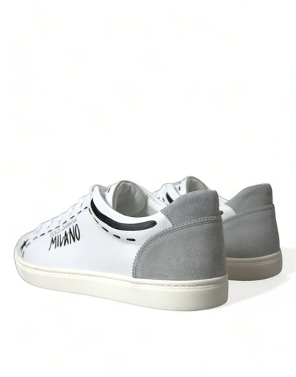 Dolce & Gabbana Elegant White Calfskin Leather Sneakers Dolce & Gabbana