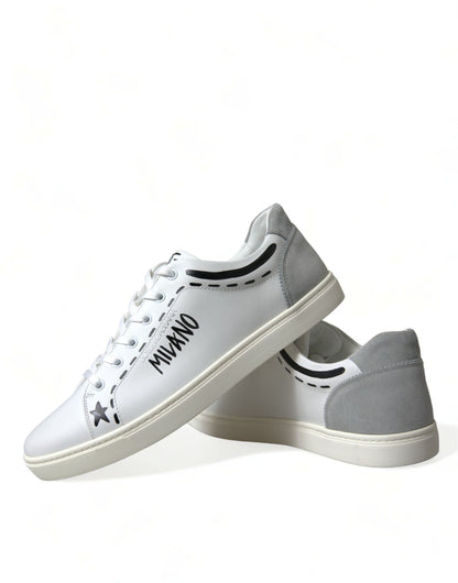 Dolce & Gabbana Elegant White Calfskin Leather Sneakers Dolce & Gabbana