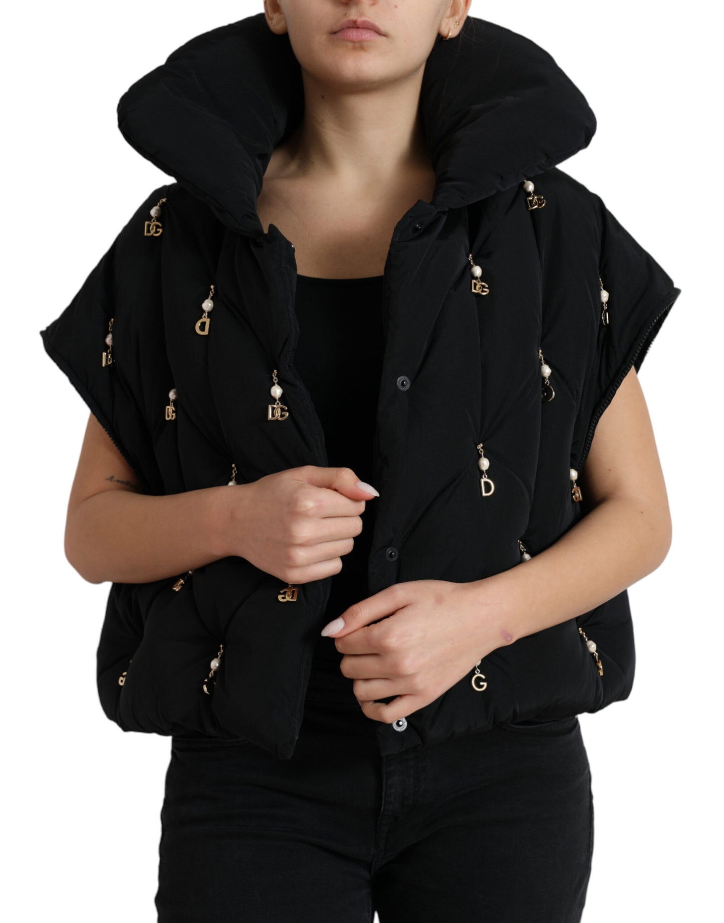 Dolce & Gabbana Elegant Quilted Jacket with Pearl Embellishment Dolce & Gabbana