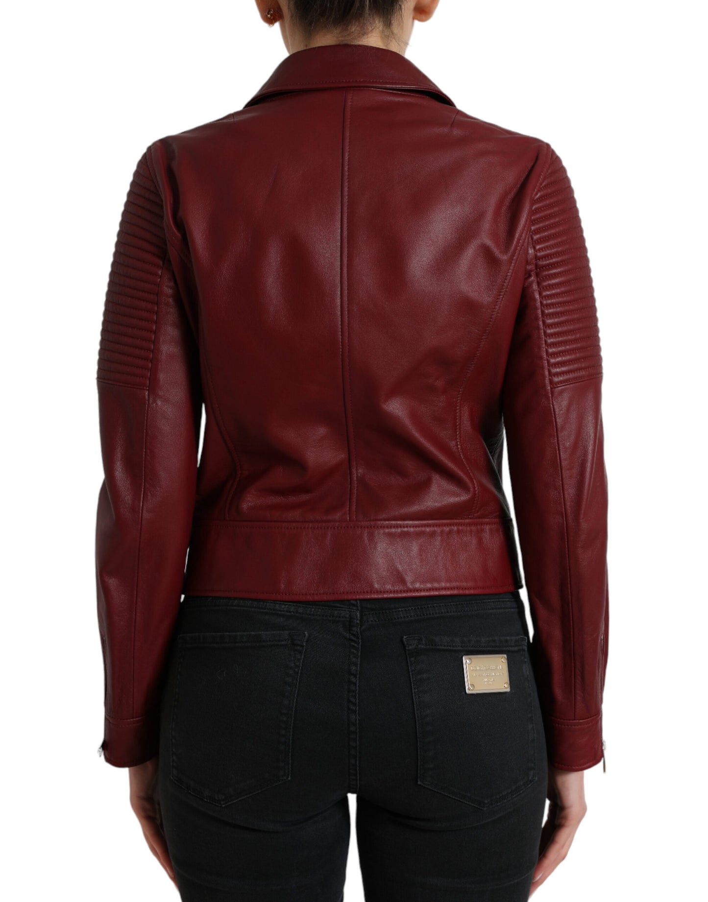 Dolce & Gabbana Bordeaux Biker Leather Jacket Dolce & Gabbana