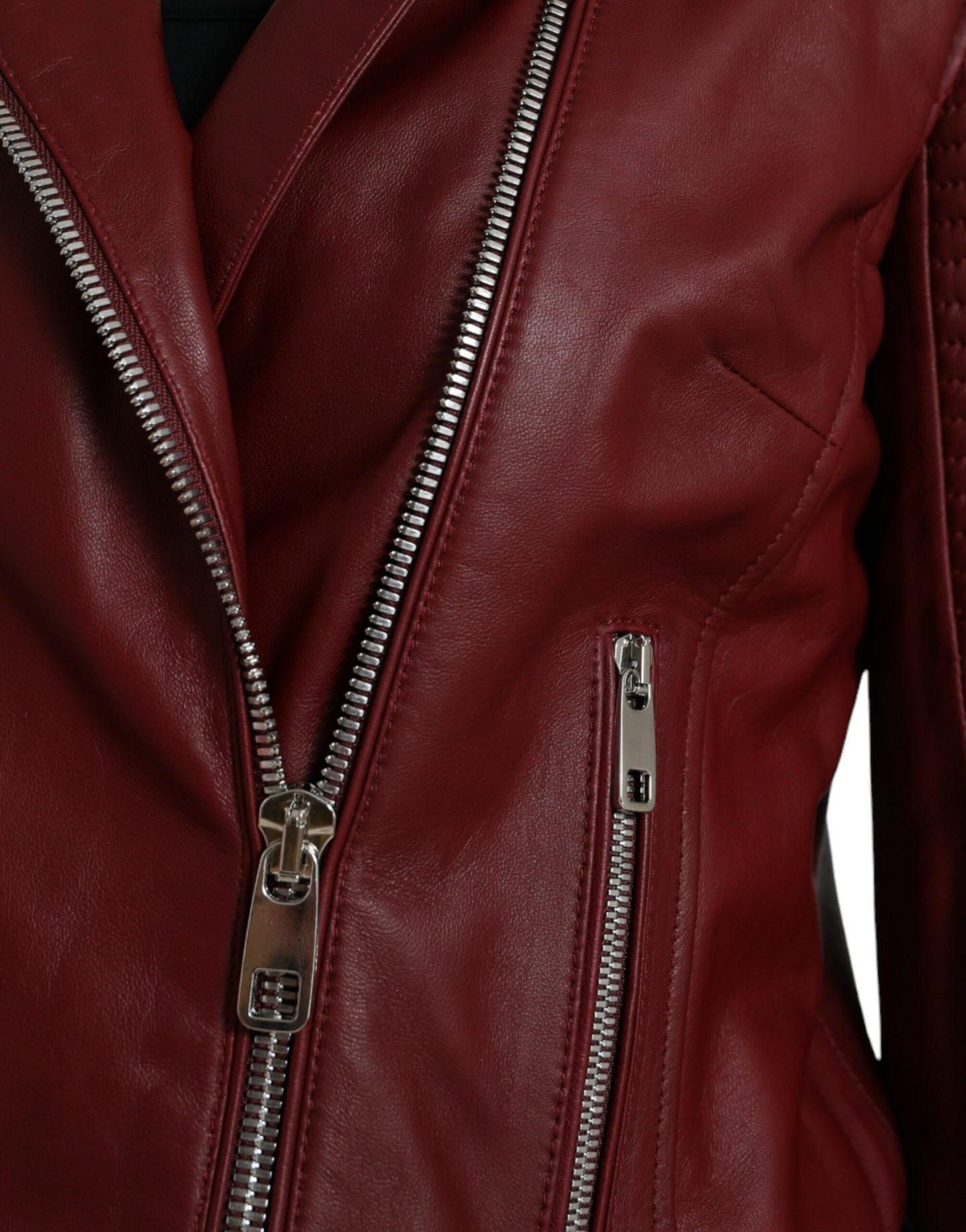 Dolce & Gabbana Bordeaux Biker Leather Jacket Dolce & Gabbana