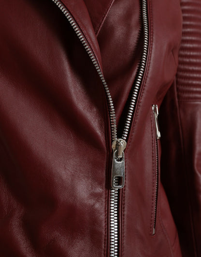 Dolce & Gabbana Bordeaux Biker Leather Jacket Dolce & Gabbana