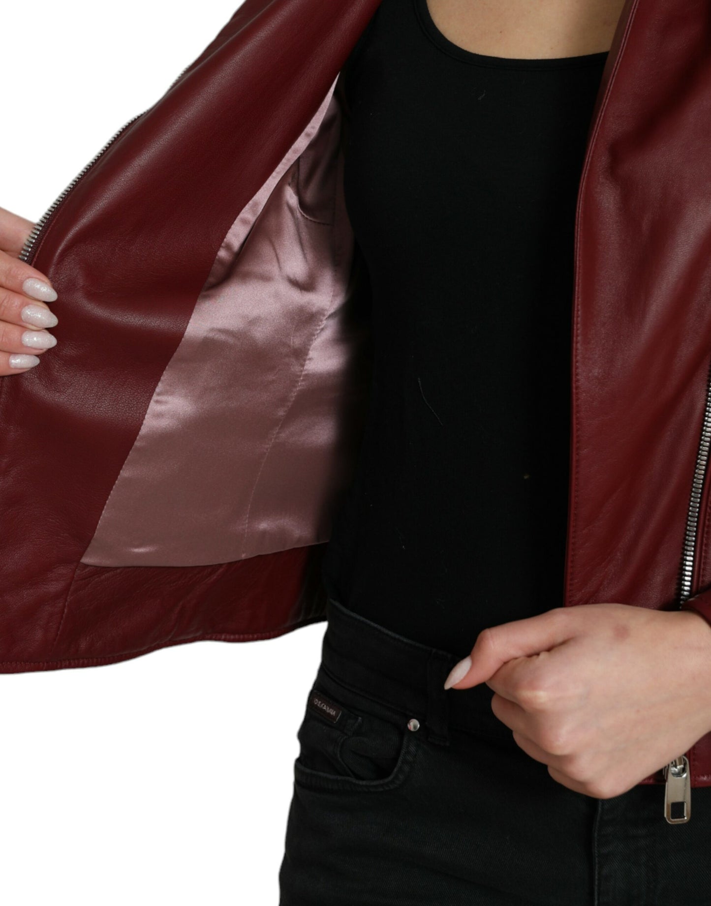 Dolce & Gabbana Bordeaux Biker Leather Jacket Dolce & Gabbana