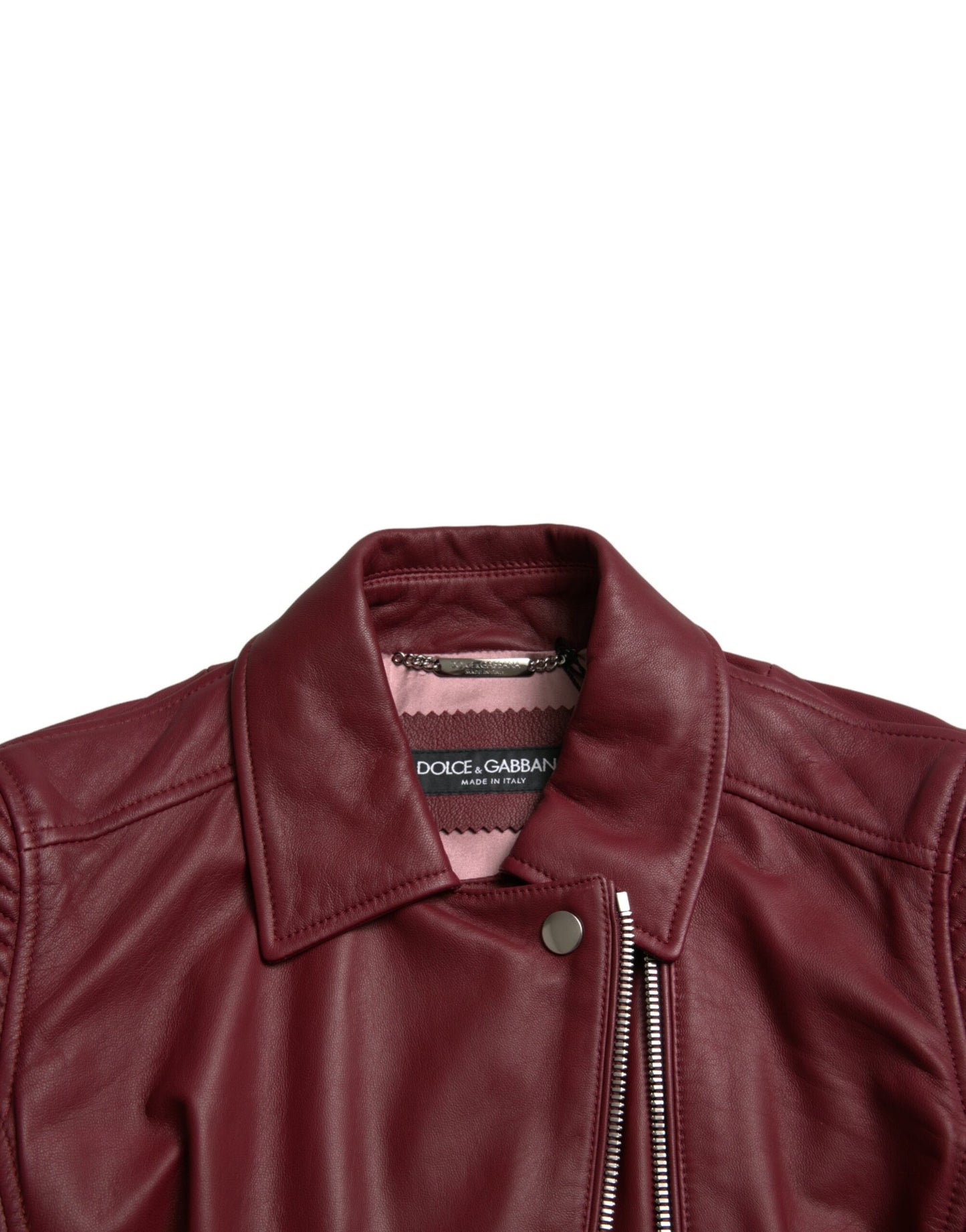 Dolce & Gabbana Bordeaux Biker Leather Jacket Dolce & Gabbana